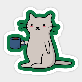 Coffee Cat T-Shirt Sticker